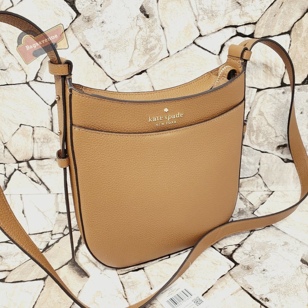 #bagsavenue fast ship Leila North South Top Zip Crossbody Warm Ginger Kate Spade